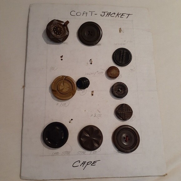 buttons Antique vintage victorian art deco set of 11 coat button sewing notions - Picture 1 of 5